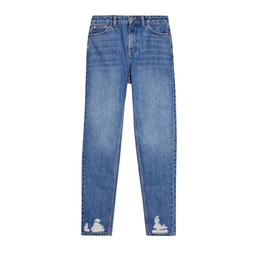 Topshop Ripped Hem Mom Jeans